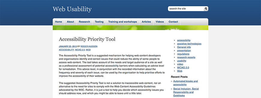 012 accessibility priority tool