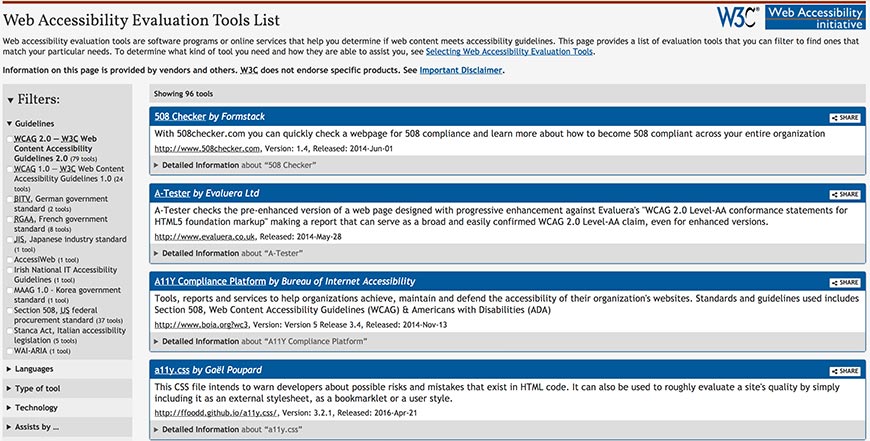48 Web Accessibility Evaluation Tools