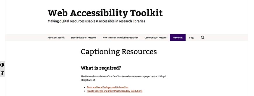 67 Web Accessibility Toolkit Captioning Resources