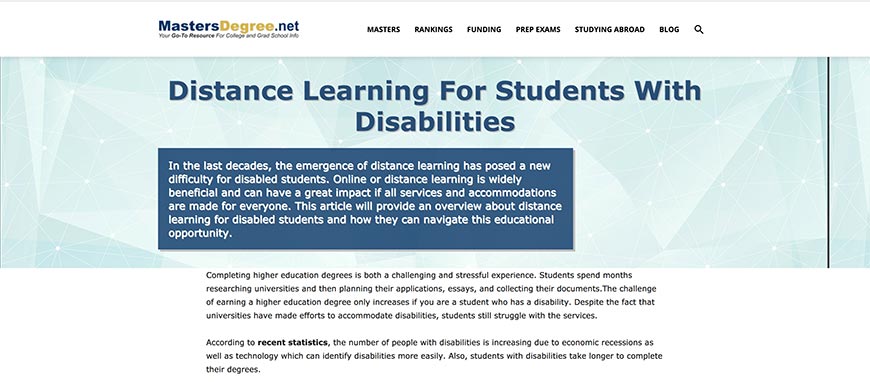 distance learning for students with disabilities