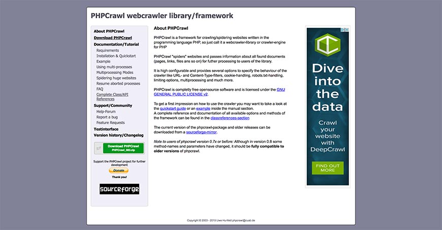 phpcrawl website crawler