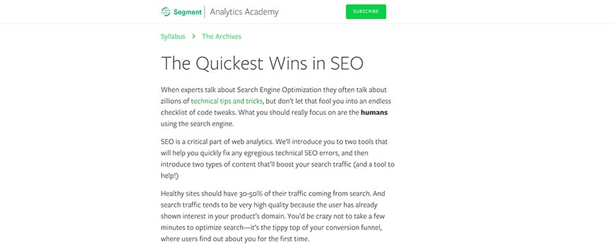 the quickest wins in seo