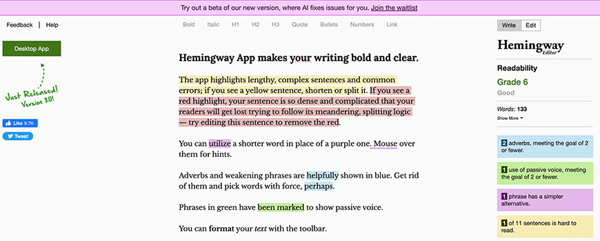 Hemingway Editor AI