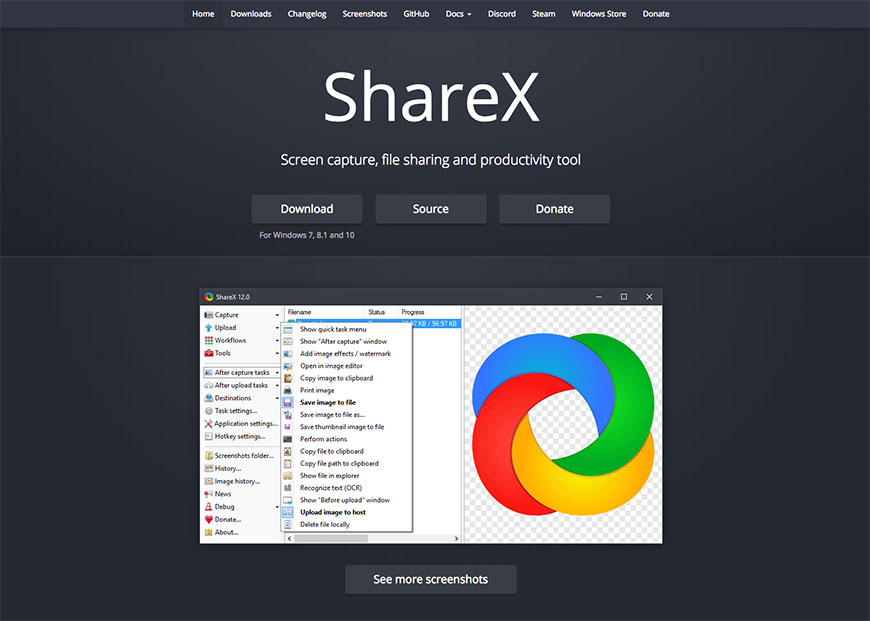 sharex screenshot website