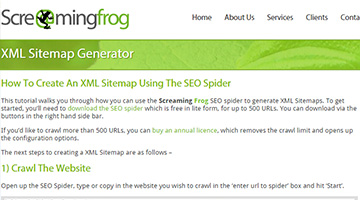 Screaming Frog XML Sitemap Generator