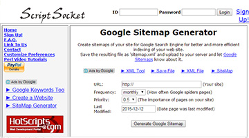 Script Socket Google Sitemap Generator