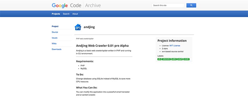 andjing website crawler