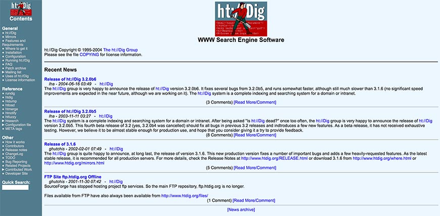 htdig website crawler