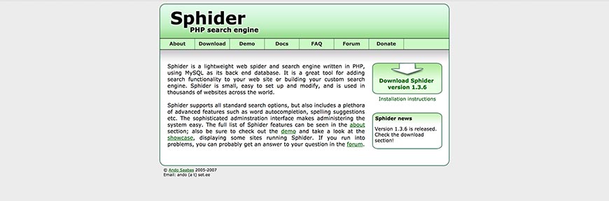 sphider website crawler