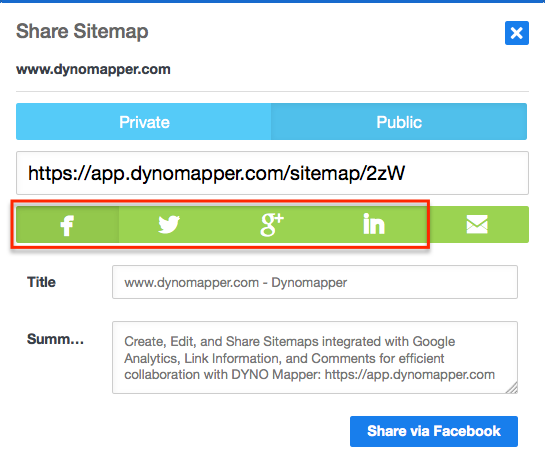Share Sitemaps on Social Accounts