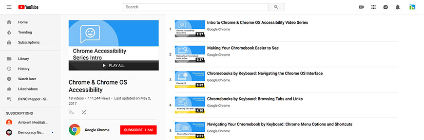 Chrome & Chrome OS Accessibility (on YouTube)