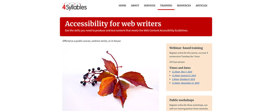 4syllables's Accessibility for Web Writers