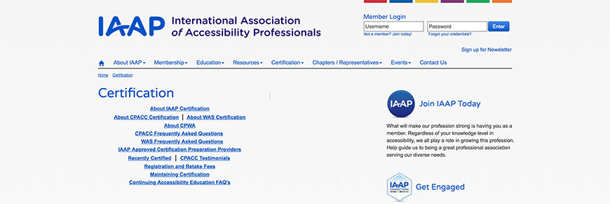 International Association of Accessibility Professionals (IAAP) Certification