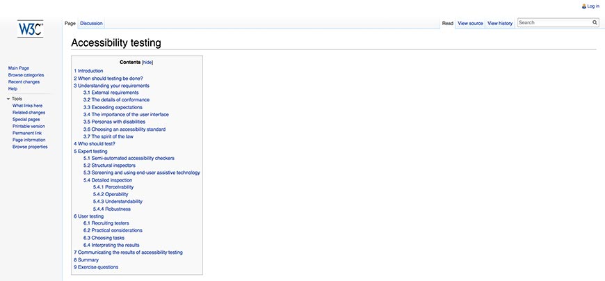 52 W3C Accessibility Testing Wiki