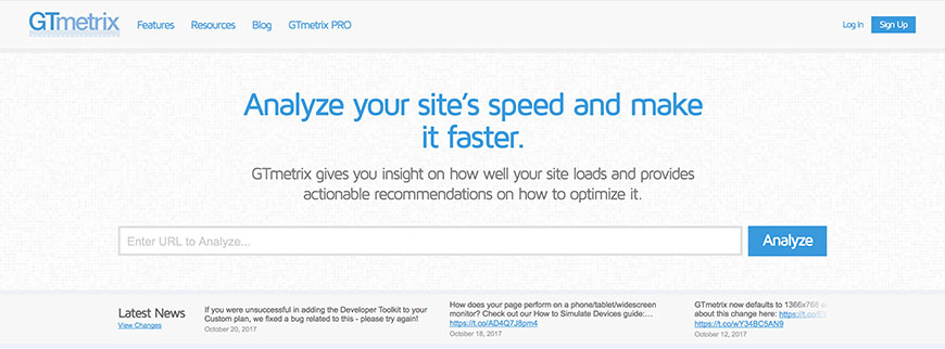 gtmetrix speed test