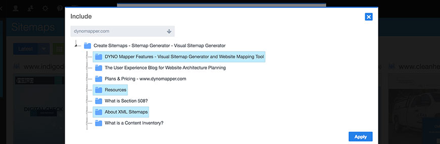 Include folder selection