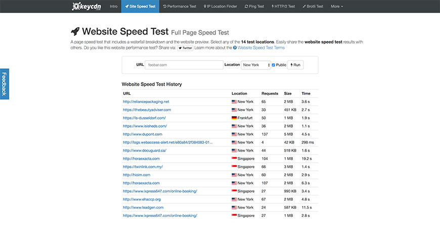 keycdn speed test
